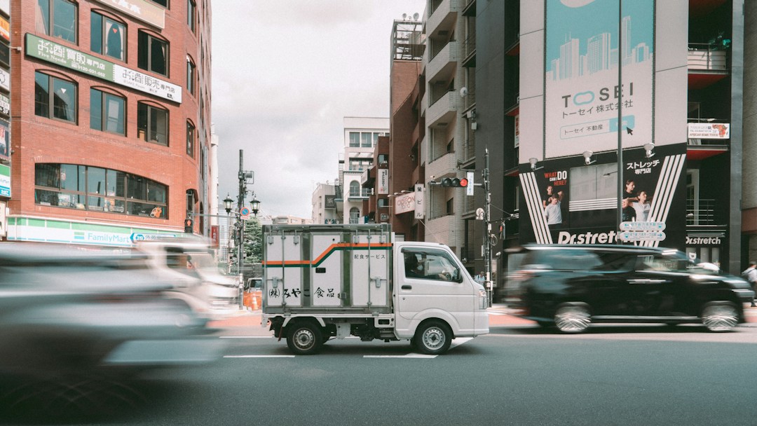 Delivery truck in Tokyo representing luggage delivery services in Japan