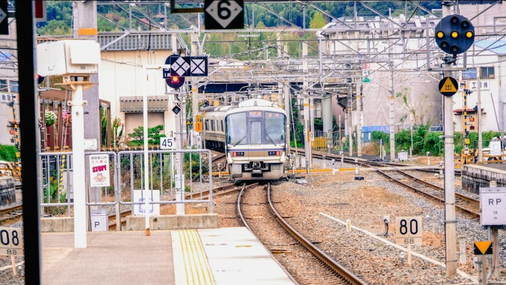Kansai Airport train station with a Japanese train ready for travelers heading into Osaka and Kyoto