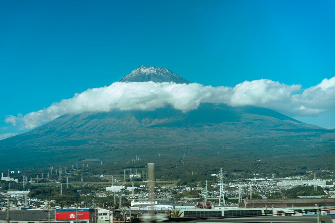 Mount Fuji in Japan, a possible view from the Tokaido Shinkansen route