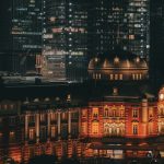 Tokyo Station glowing at night in central Tokyo, Japan