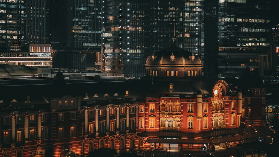 Tokyo Station glowing at night in central Tokyo, Japan